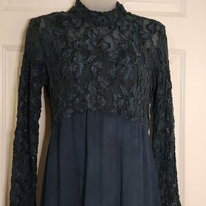 Carole Little Green Lace Maxi Dress Size 6 Witchy Goth Dark Fairy Whimsigoth
